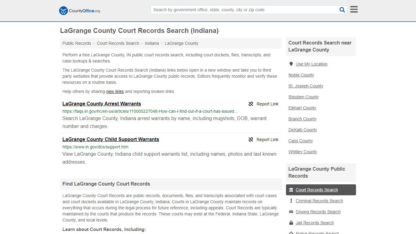 LaGrange County Court Records Search (Indiana) - County Office