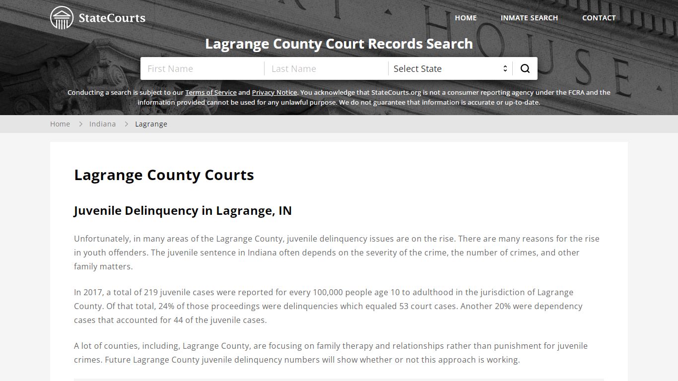 Lagrange County, IN Courts - Records & Cases - StateCourts